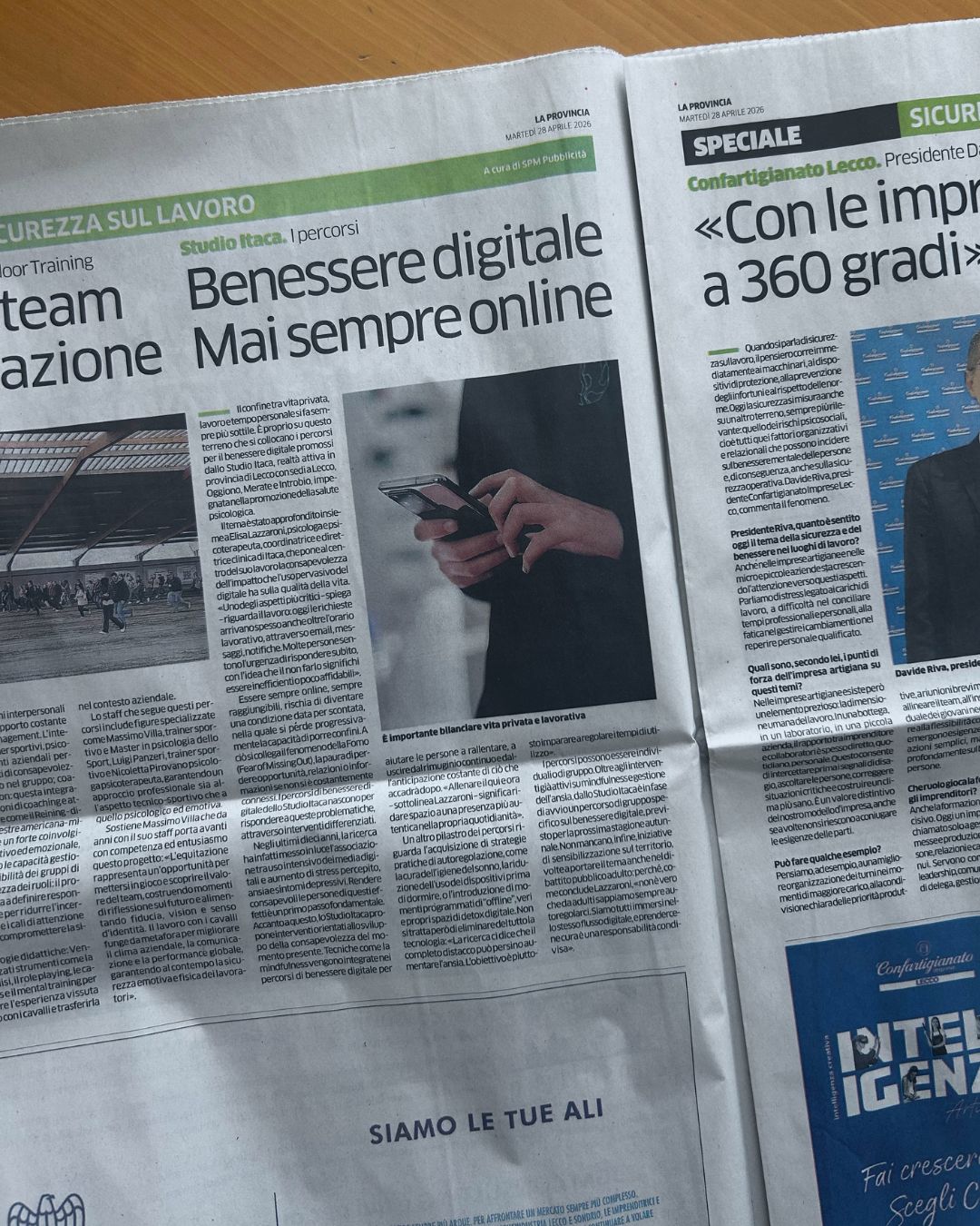 Foto del giornale La Provincia di Lecco